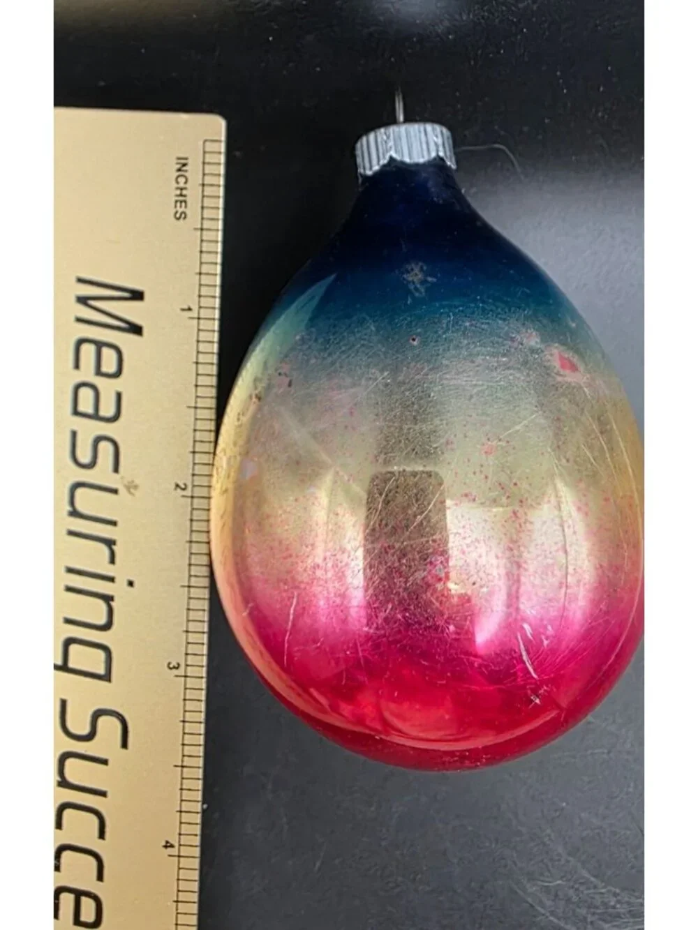 Vintage MCM Shiny Brite Ombre Tear Drop Mercury Glass Christmas Ornament